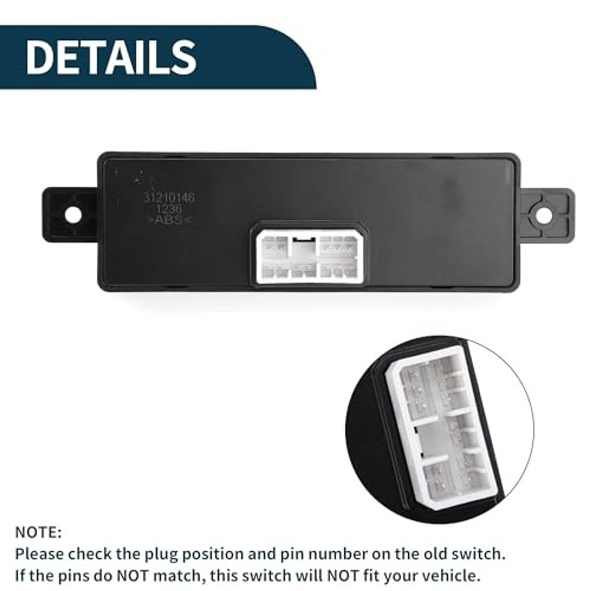 Power seat switch control module with rear connector and ABS housing