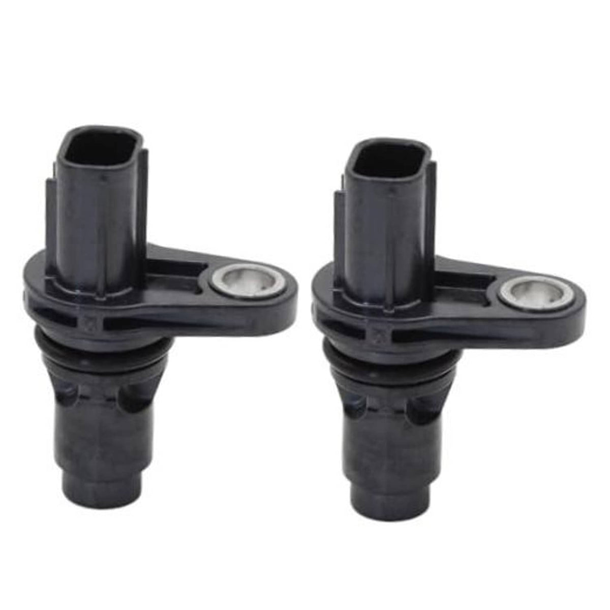Pair of black camshaft position sensors with round mounting bases