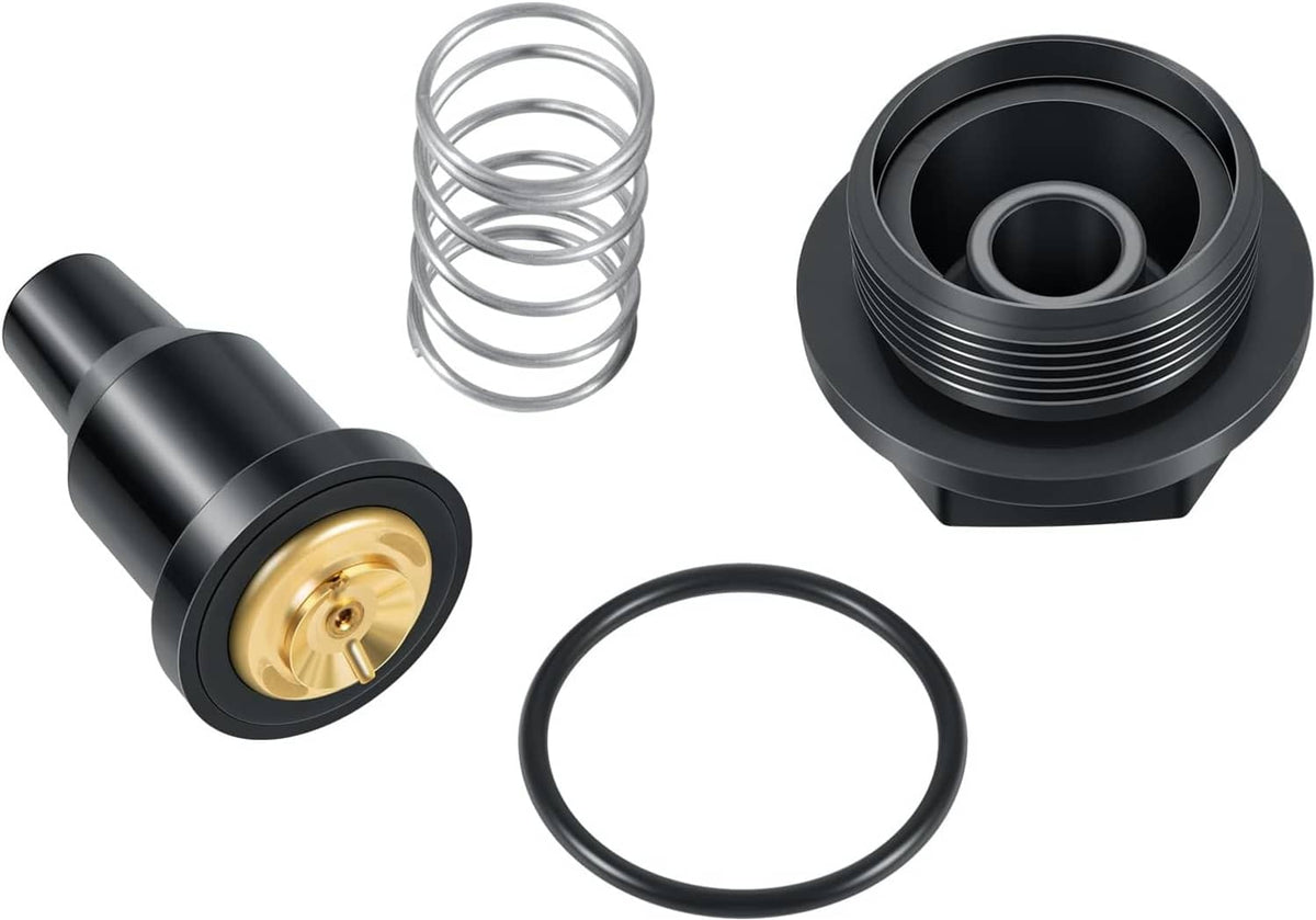 Thermostat and cover kit with black thermostat, cover, O-ring, and coil spring