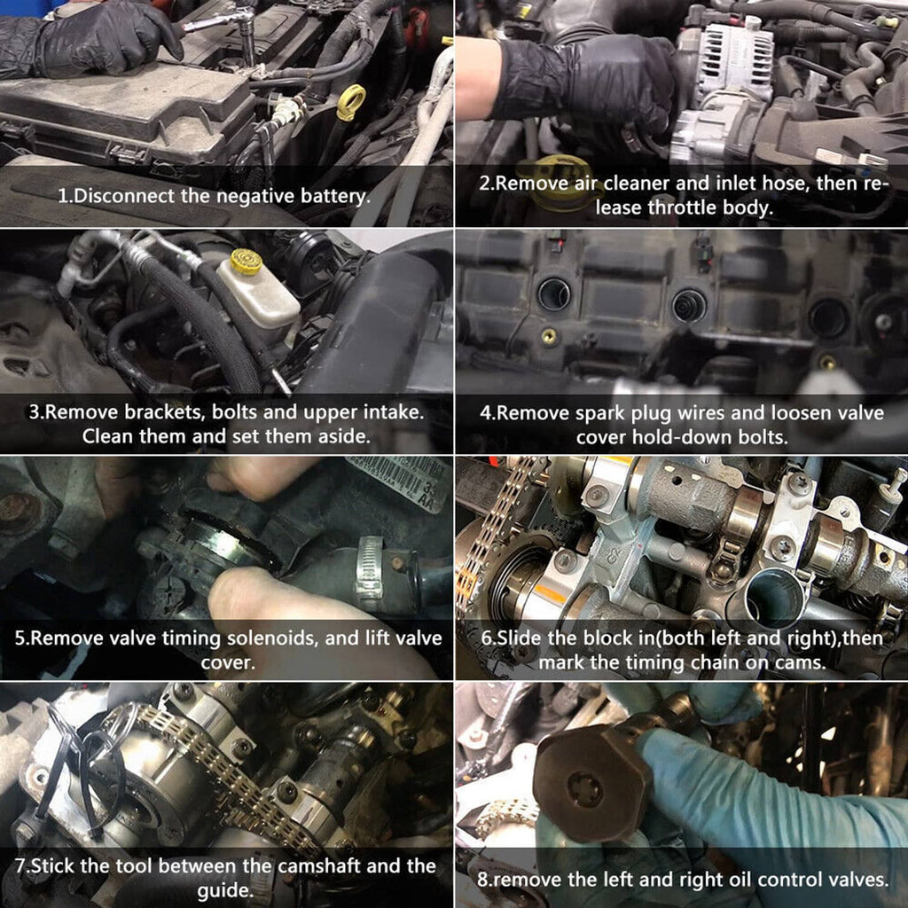 Rocker arm and valve lifter kit installation steps with engine valve train components