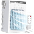 Gray portable evaporative mini air conditioner with front grille and control panel