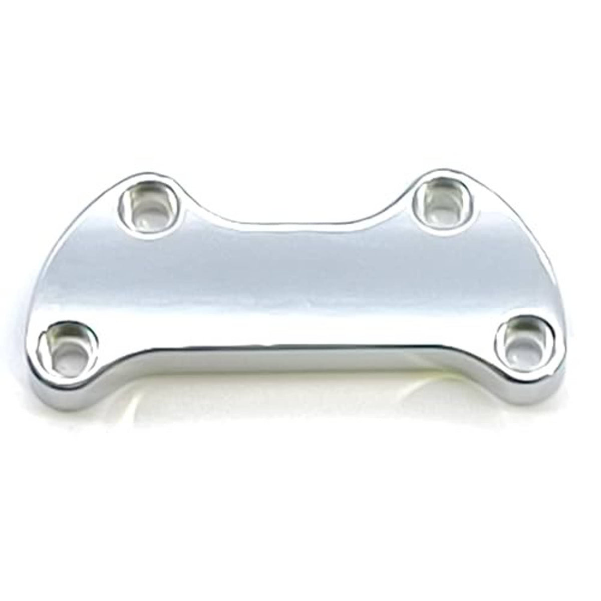 Chrome riser top plate with four bolt holes and smooth curved center