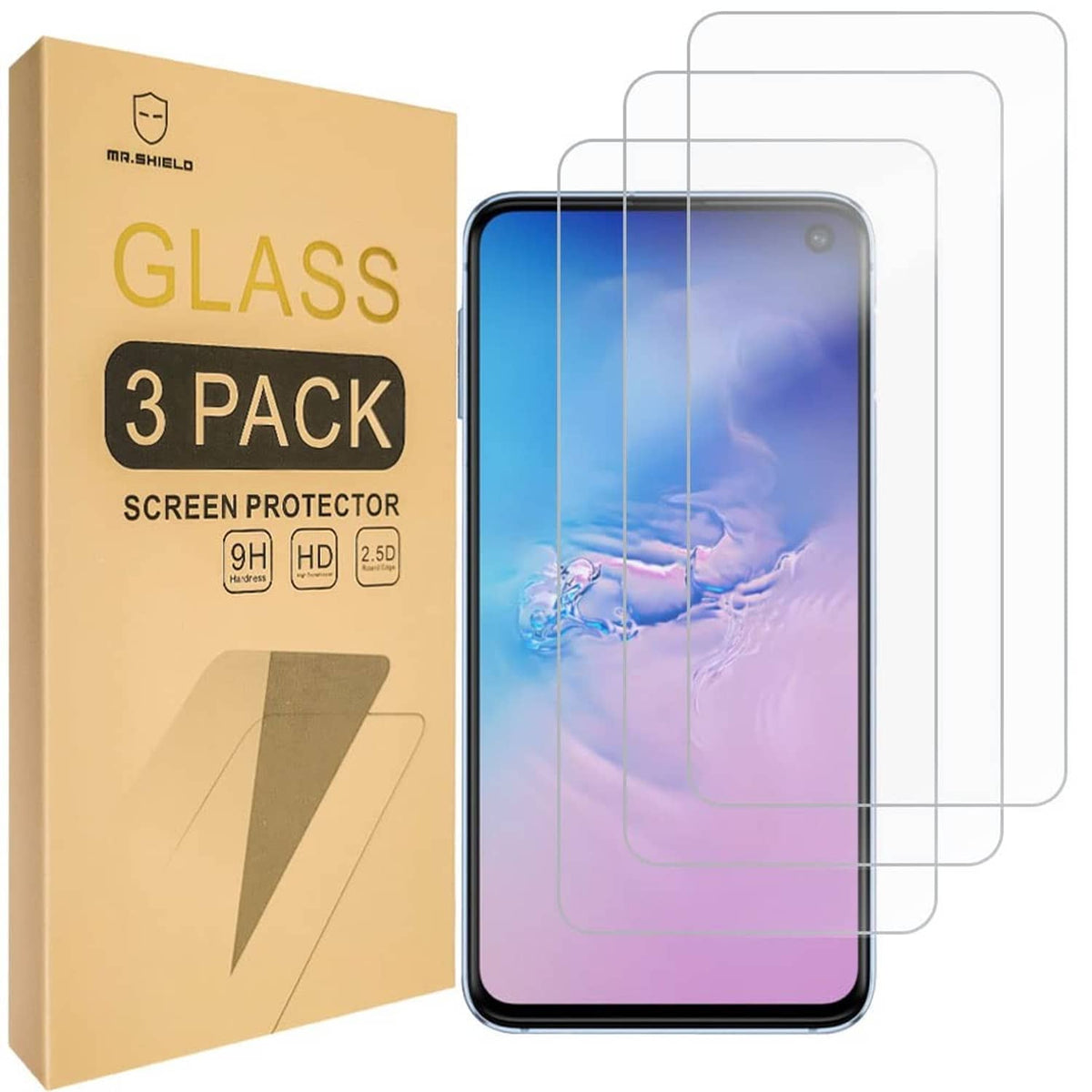 Tempered glass screen protector 3-pack for Samsung Galaxy S10e, clear (Mr.Shield)