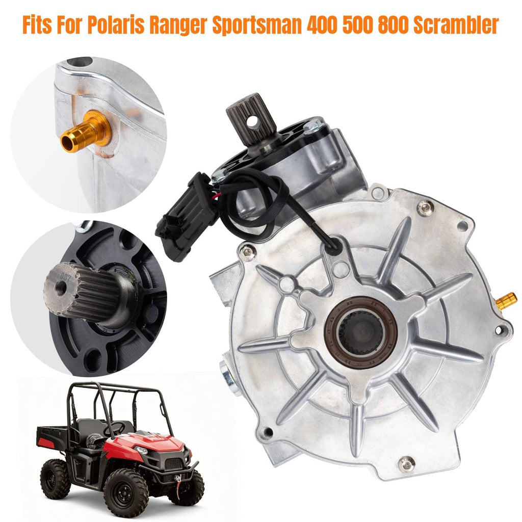 Front differential assembly for Polaris with side ports, plug connectors, and axle gear
