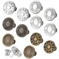 17mm metal snap button set with pins, bronze and silver coin faces for jeans