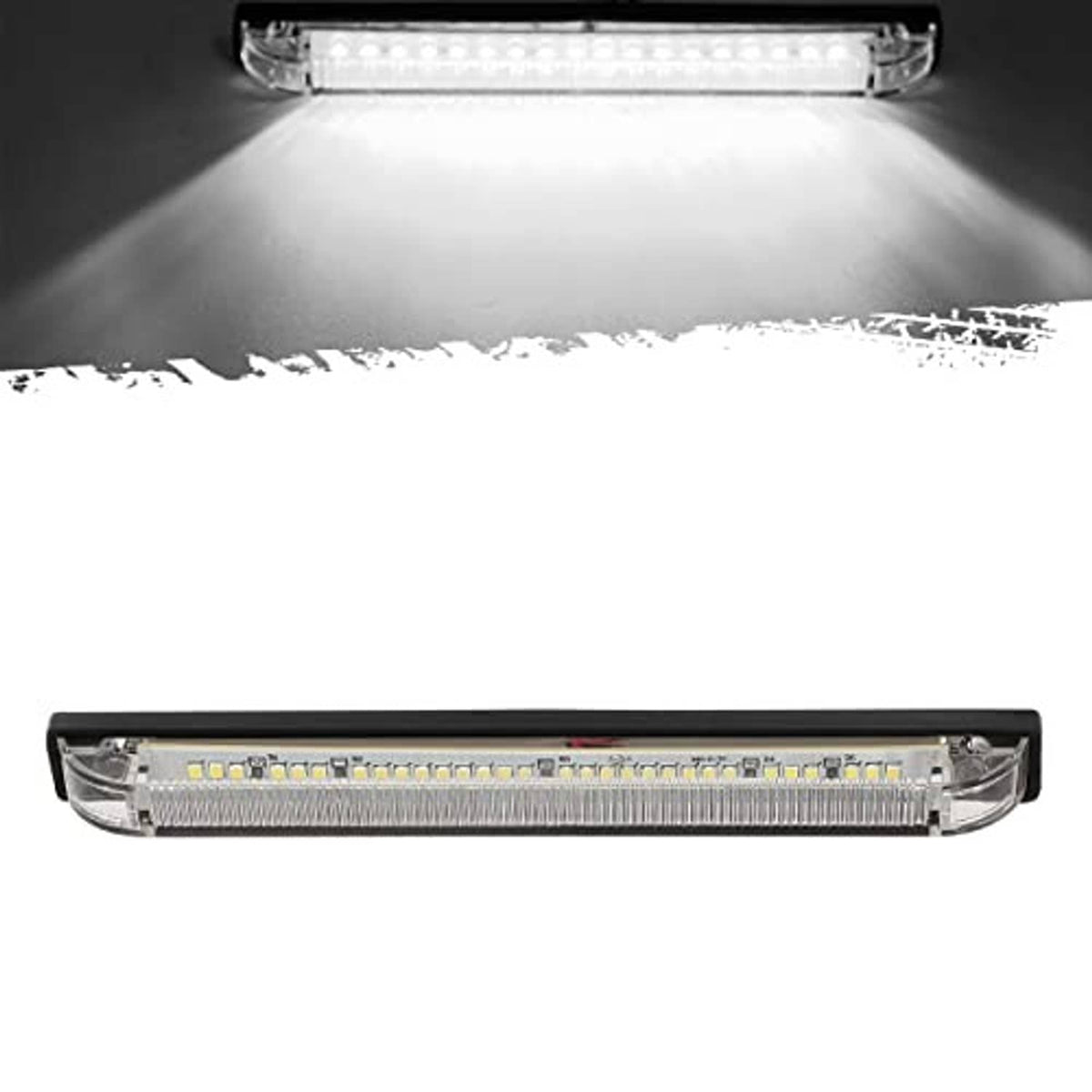 8-inch LED utility strip light bar with clear lens, vented sides, and bright white beam