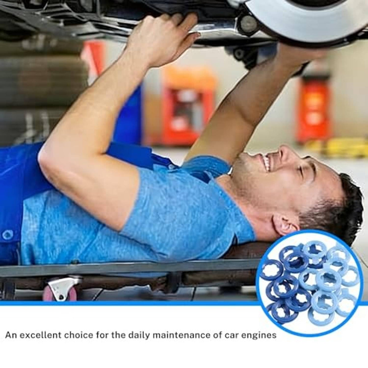 Blue nylon rib drain plug gasket rings for engine oil drain plug replacement