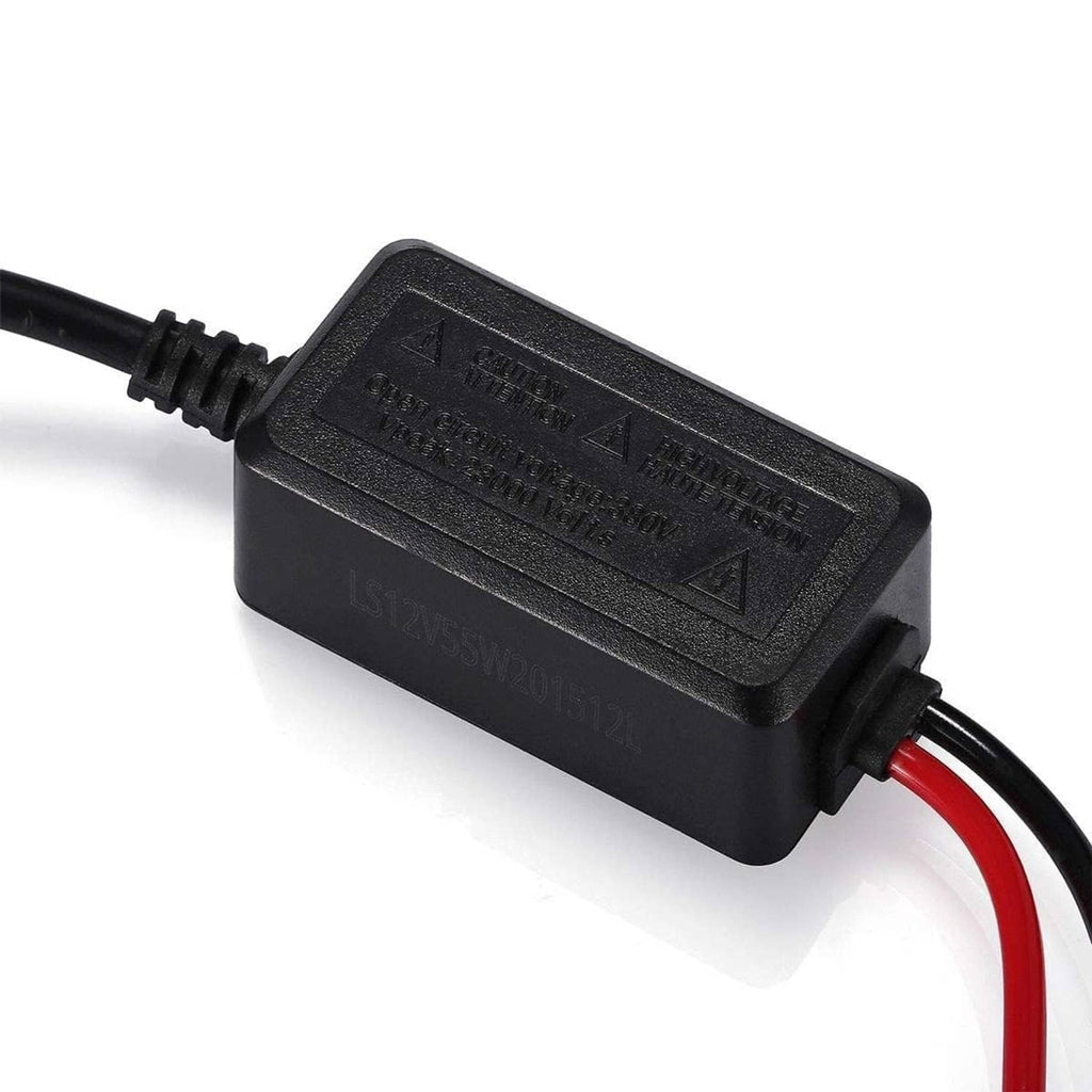 Black HID ballast ignition controller box with attached black and red cables