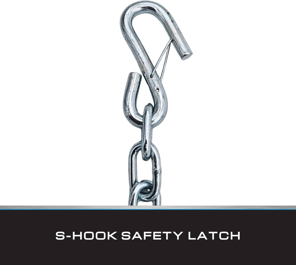 S-hook safety latch with connected steel chain link