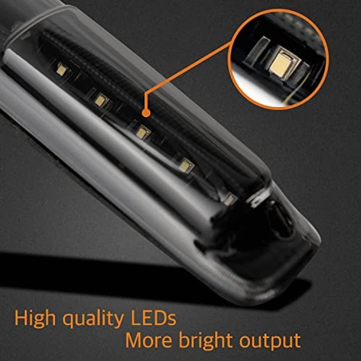 Close-up of black LED brake light bar showing multiple internal LED modules