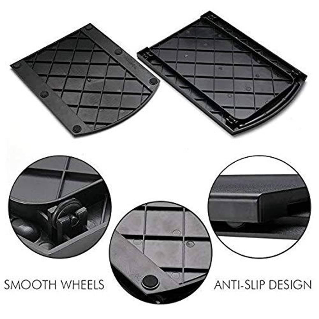 Two black segmented tray mats with curved corners and anti-slip texture