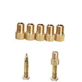 Brass Presta-to-Schrader valve adapter set, five threaded caps