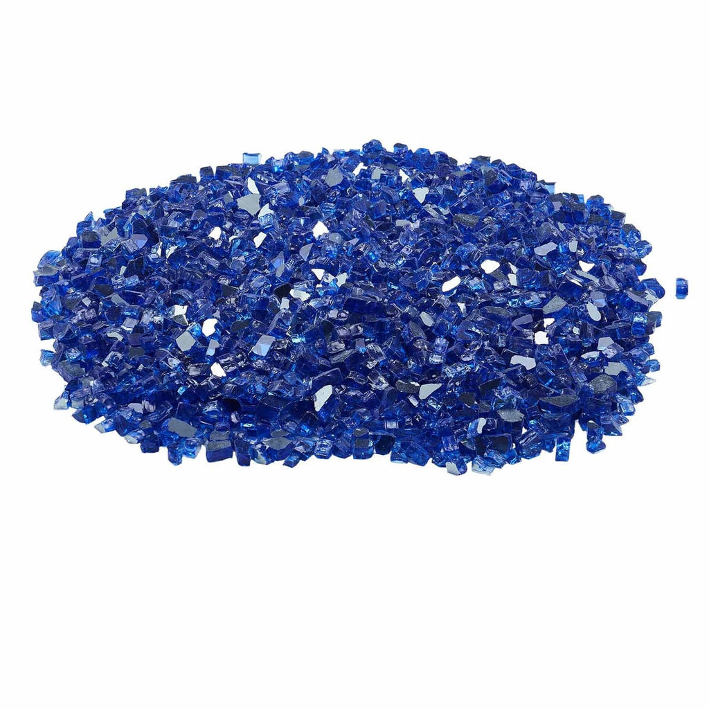 Cobalt blue fire pit glass chunks, mixed sizes for fireplace or fire table.