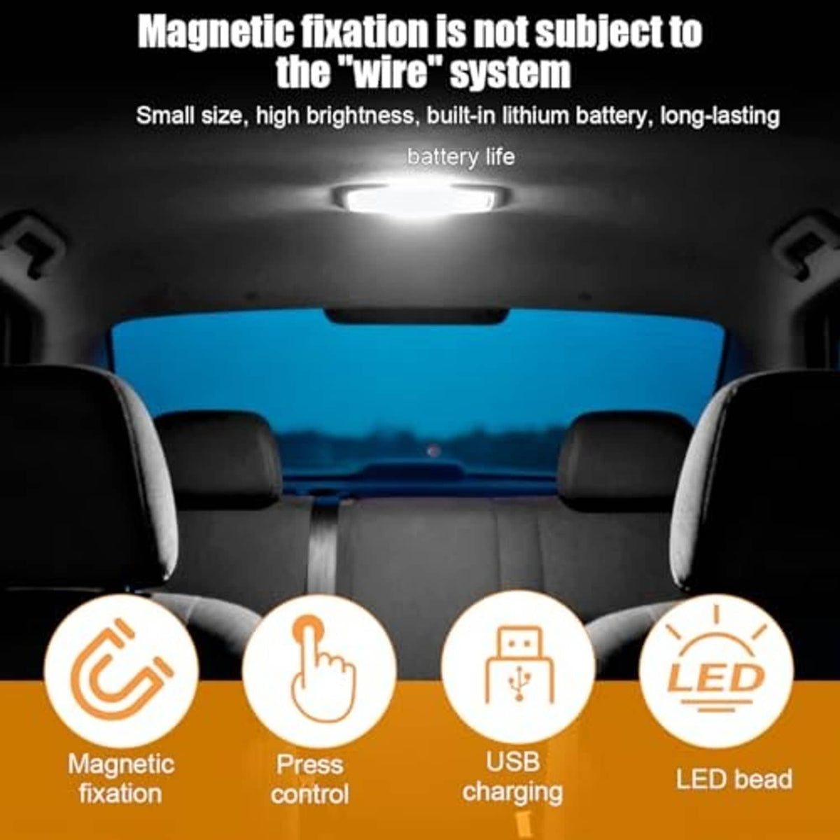 Gray magnetic LED car roof light emitting bright white light