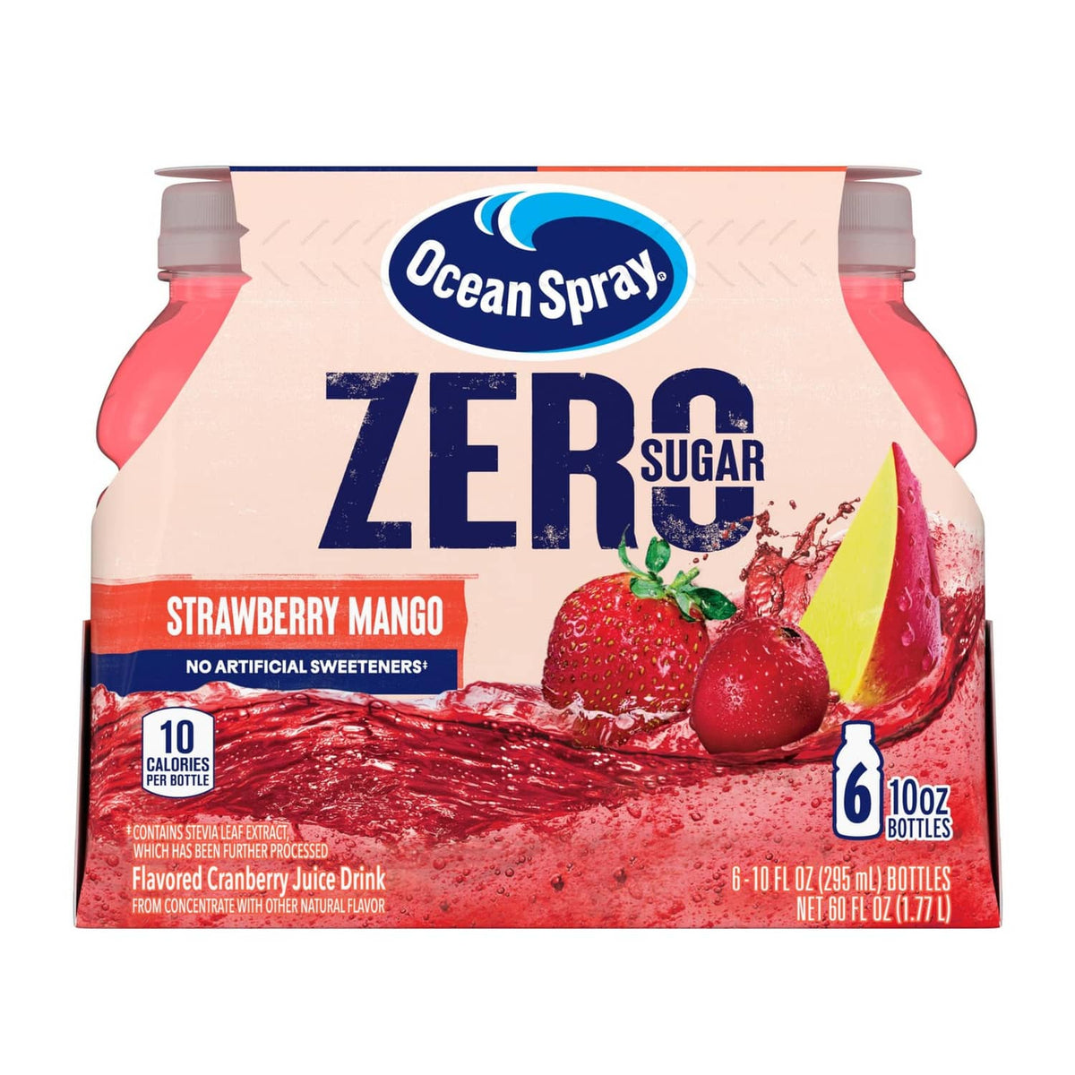 Ocean Spray ZERO Sugar Strawberry Mango juice drink multipack, 4 bottles