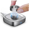 Light silver ring charging dock with ring cradle and blue LED indicator