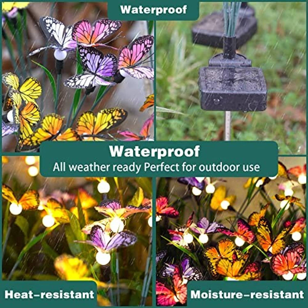 Solar butterfly garden lights: glowing butterfly stakes designed for outdoor weather