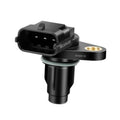 Camshaft position sensor with 3-pin electrical connector, black plastic body and mounting base