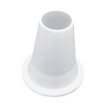White cone reducer with flared base and open top, molded plastic replacement
