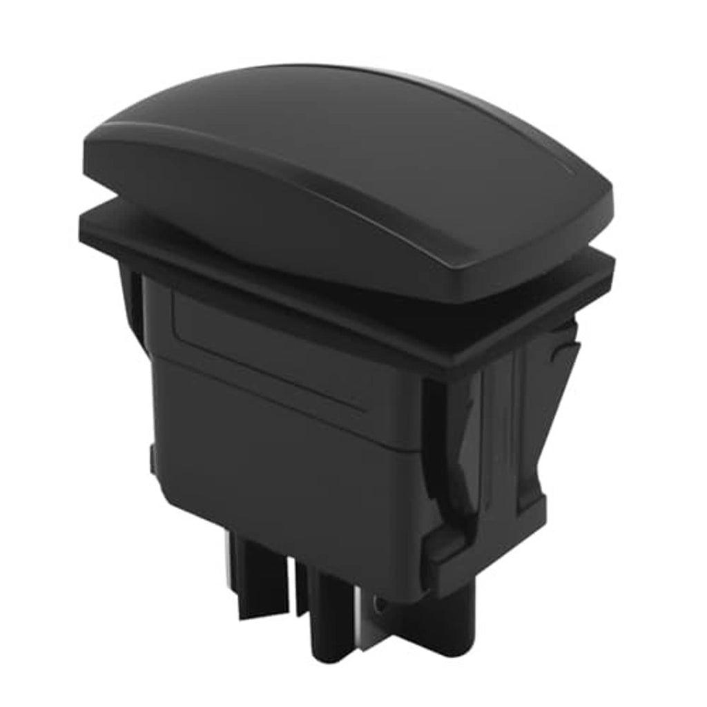 Black rocker-style forward/reverse switch with side prongs and mounting tabs