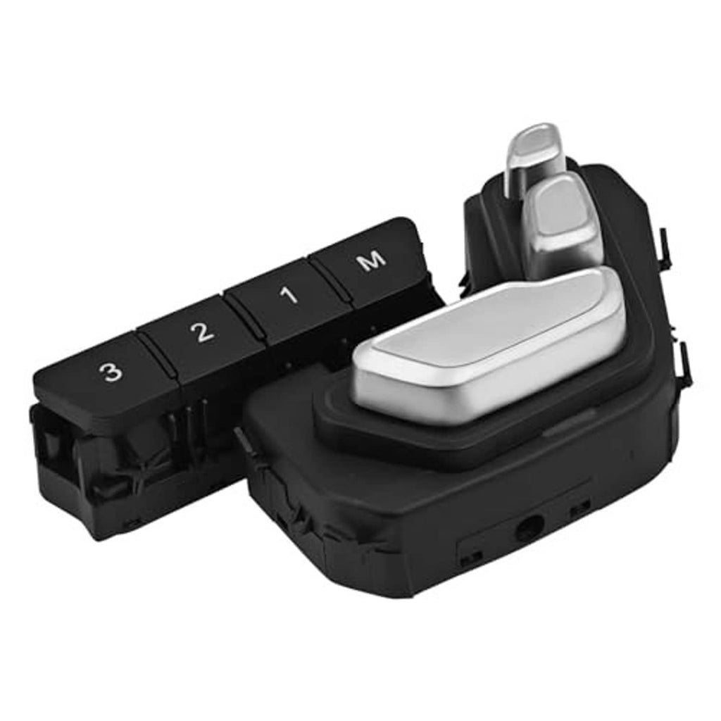 Black seat adjustment switch with large white lever and 1,2,3, M controls