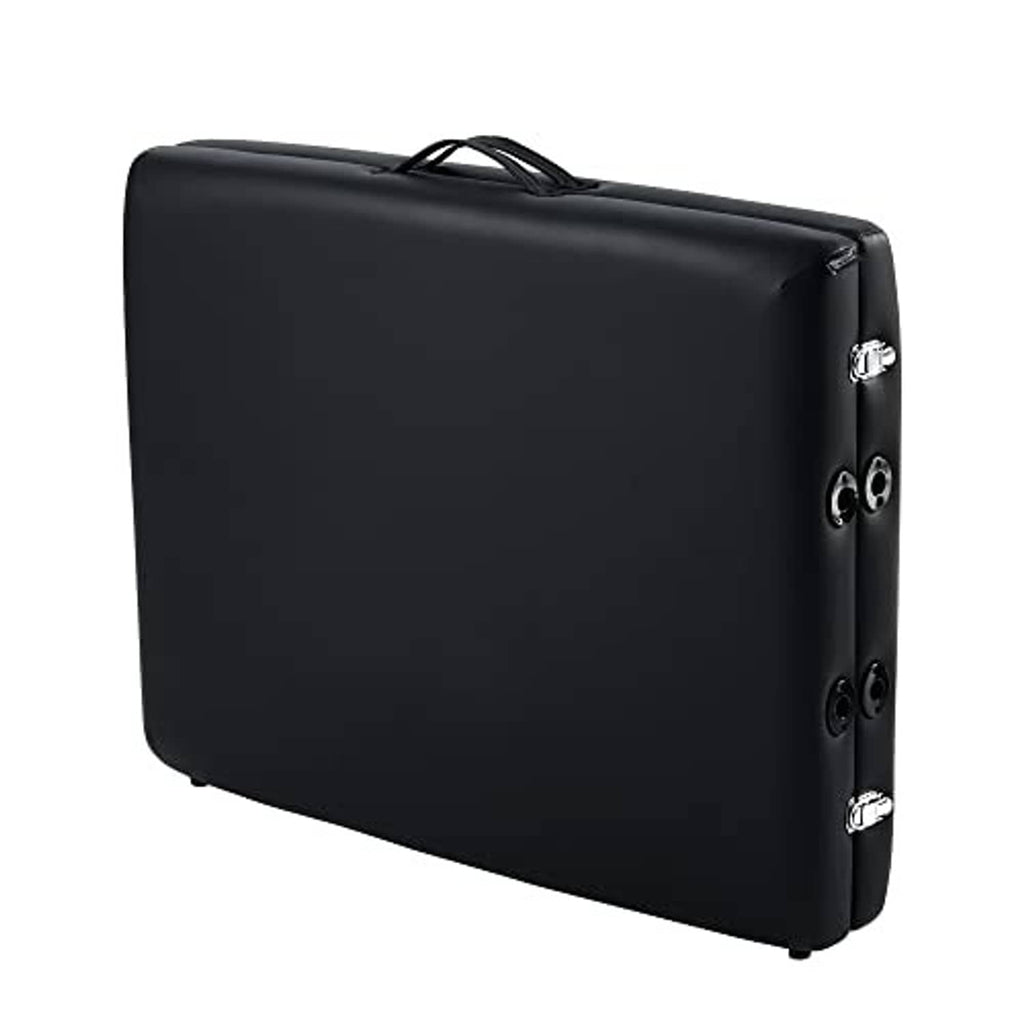 Black padded carrying case for a portable massage table
