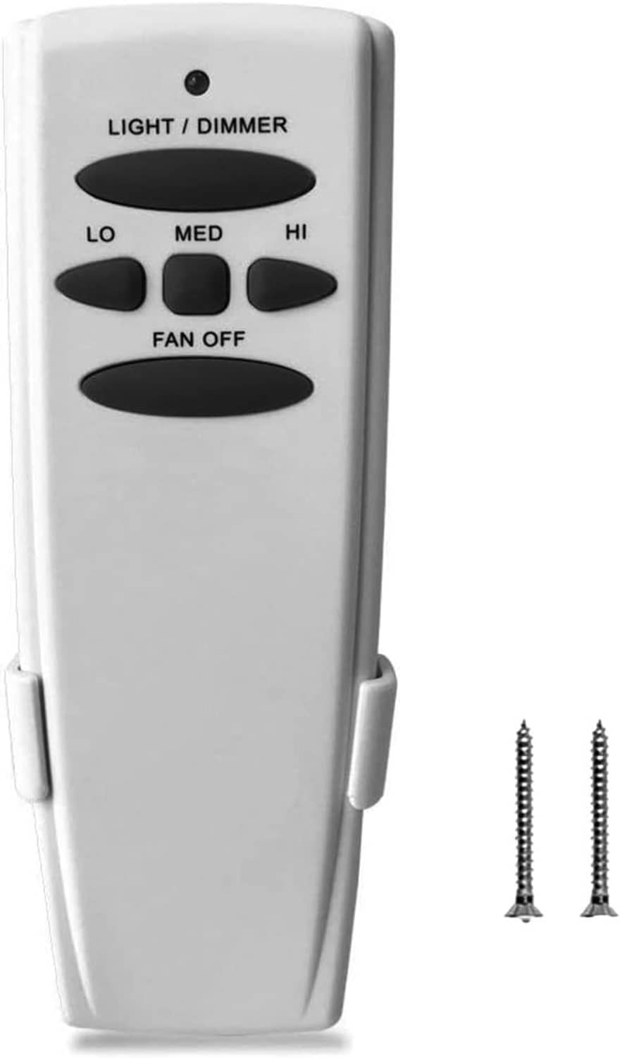 Ceiling fan light dimmer remote with buttons for fan off and speed settings