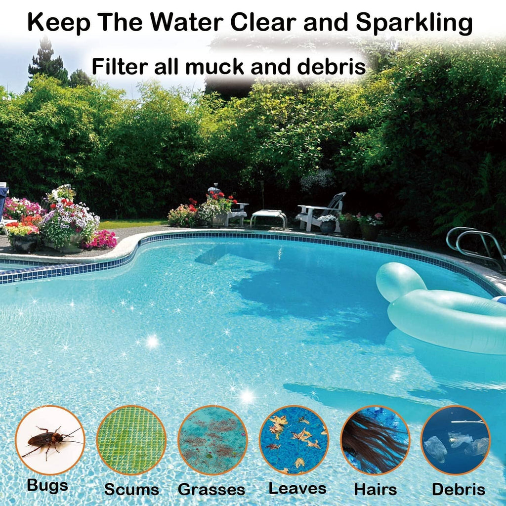 Outdoor swimming pool water surface with debris-removal icons