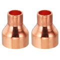 Copper reducer fitting 2-pack, copper-colored coupling with flared ends