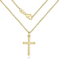 Gold-tone cross pendant necklace with cable chain and spring-ring clasp