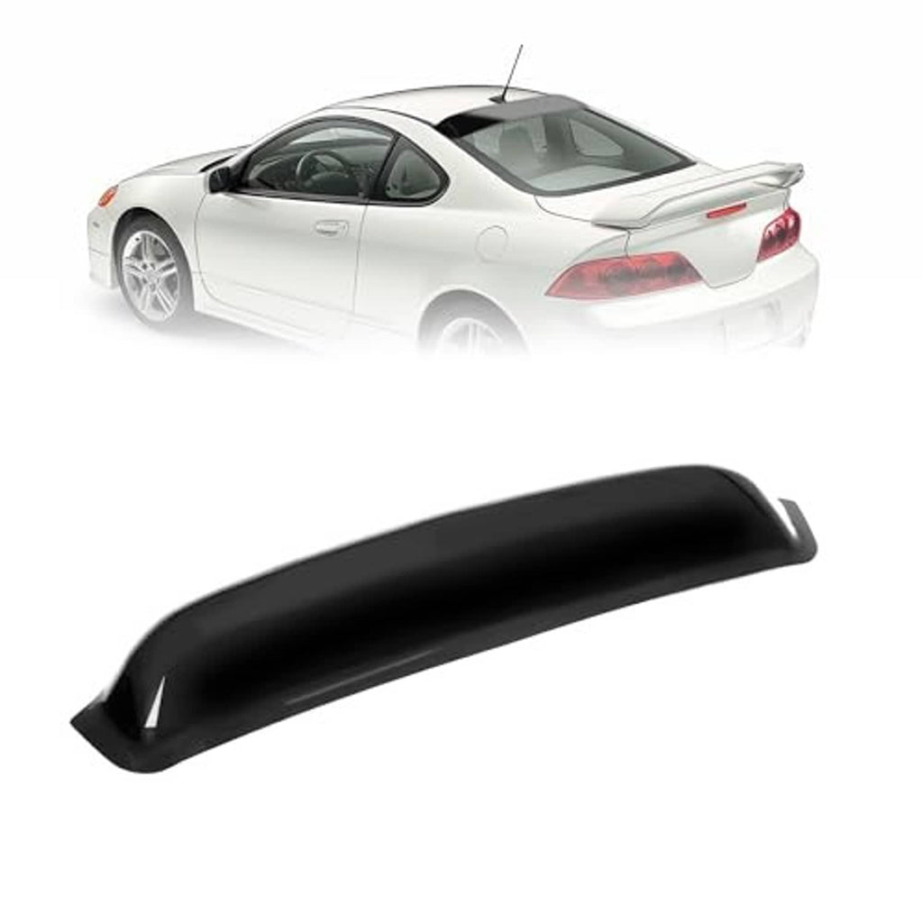 Roof spoiler roof wing, black curved panel beside rear view of car