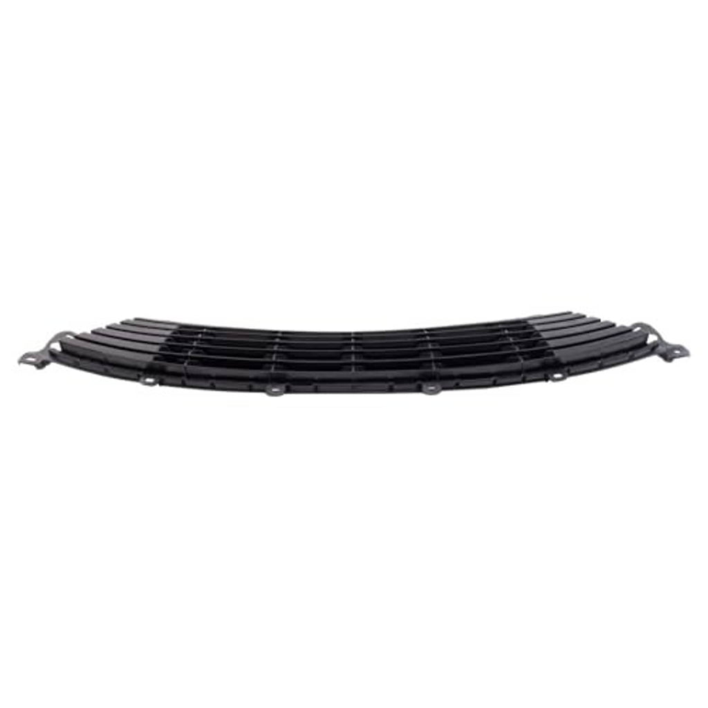 Front lower grille, black slat insert with curved profile and side mounting tabs