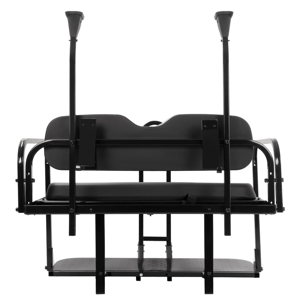 Black rear flip seat back kit with grab bar for golf cart, complete frame