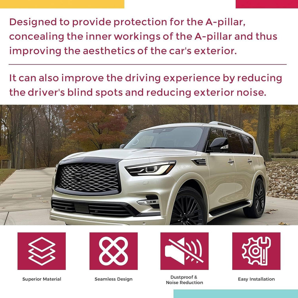 A-pillar windshield trim molding detail on a SUV front