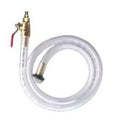 Clear flexible hose with brass spark plug-style fittings and red pull tab