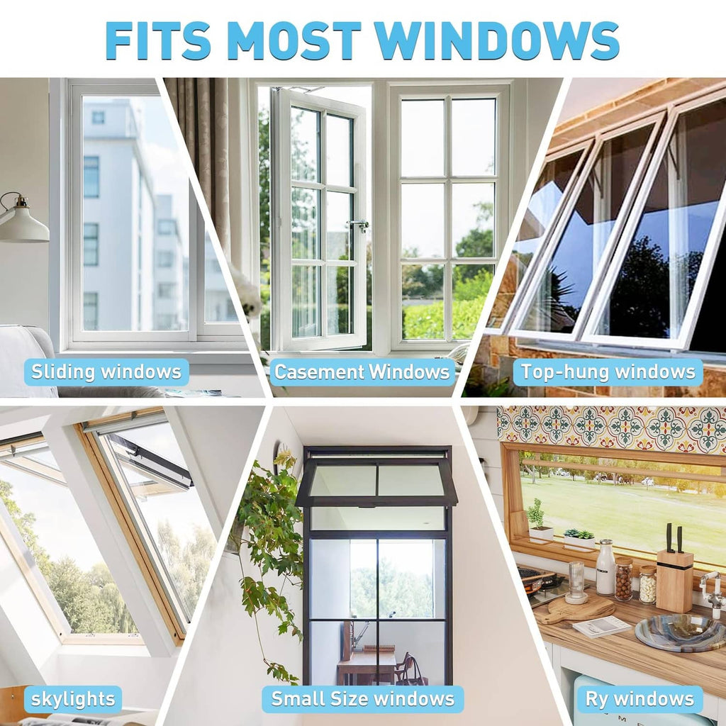 Black framed magnetic window screen fits multiple window styles with fine mesh