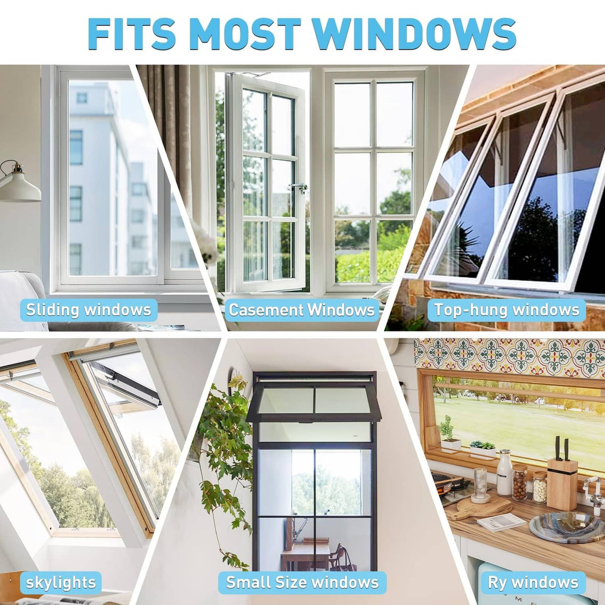 Black framed magnetic window screen fits multiple window styles with fine mesh