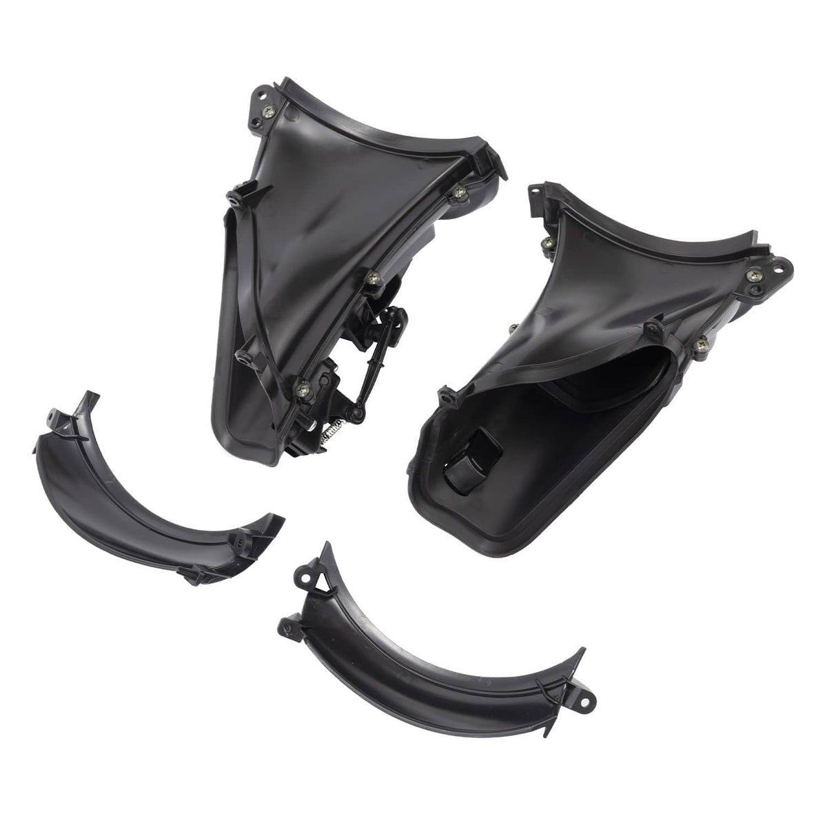 Black fairing air duct set with curved vent pieces and bracket hardware