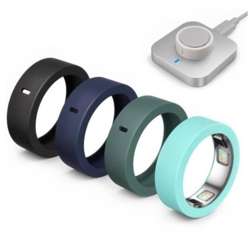 Silicone ring covers, four-pack in black, navy, green, and teal