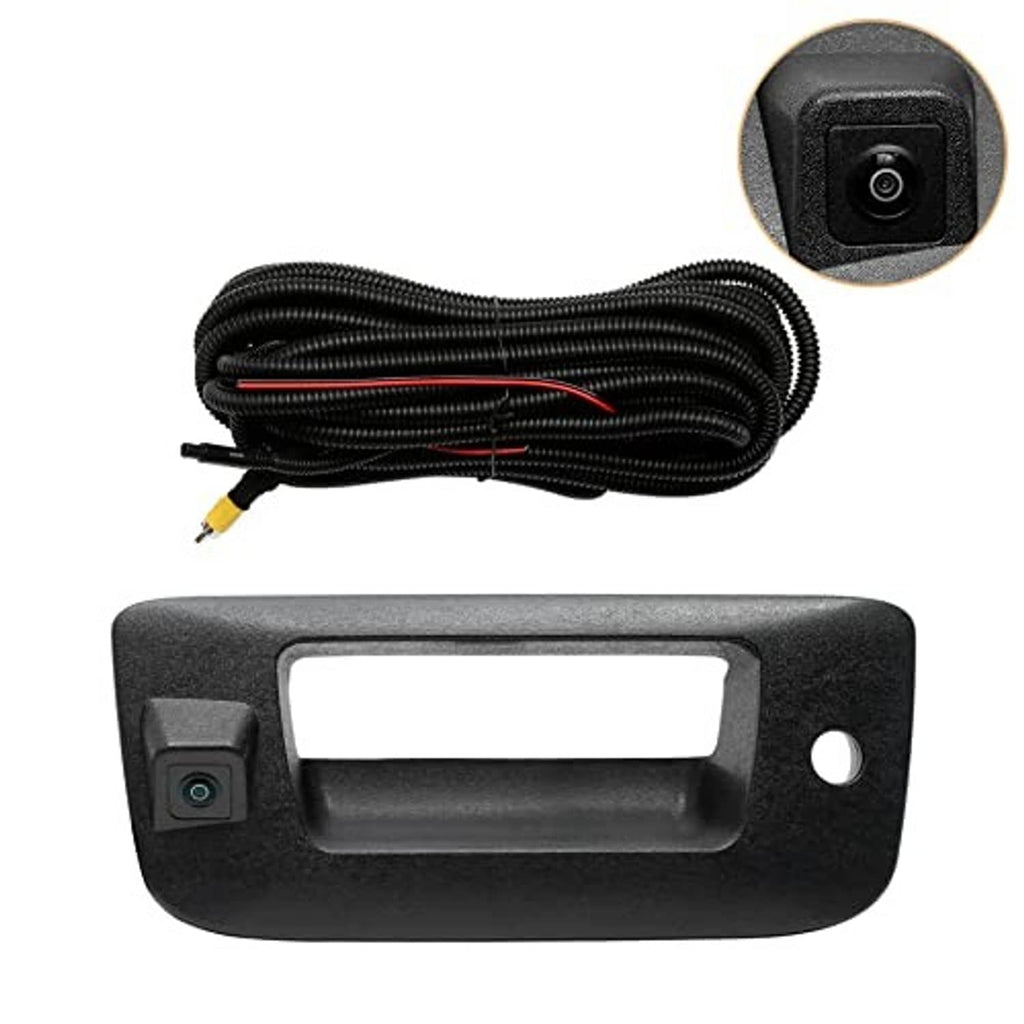 Tailgate handle back up camera with cable and square lens, black housing