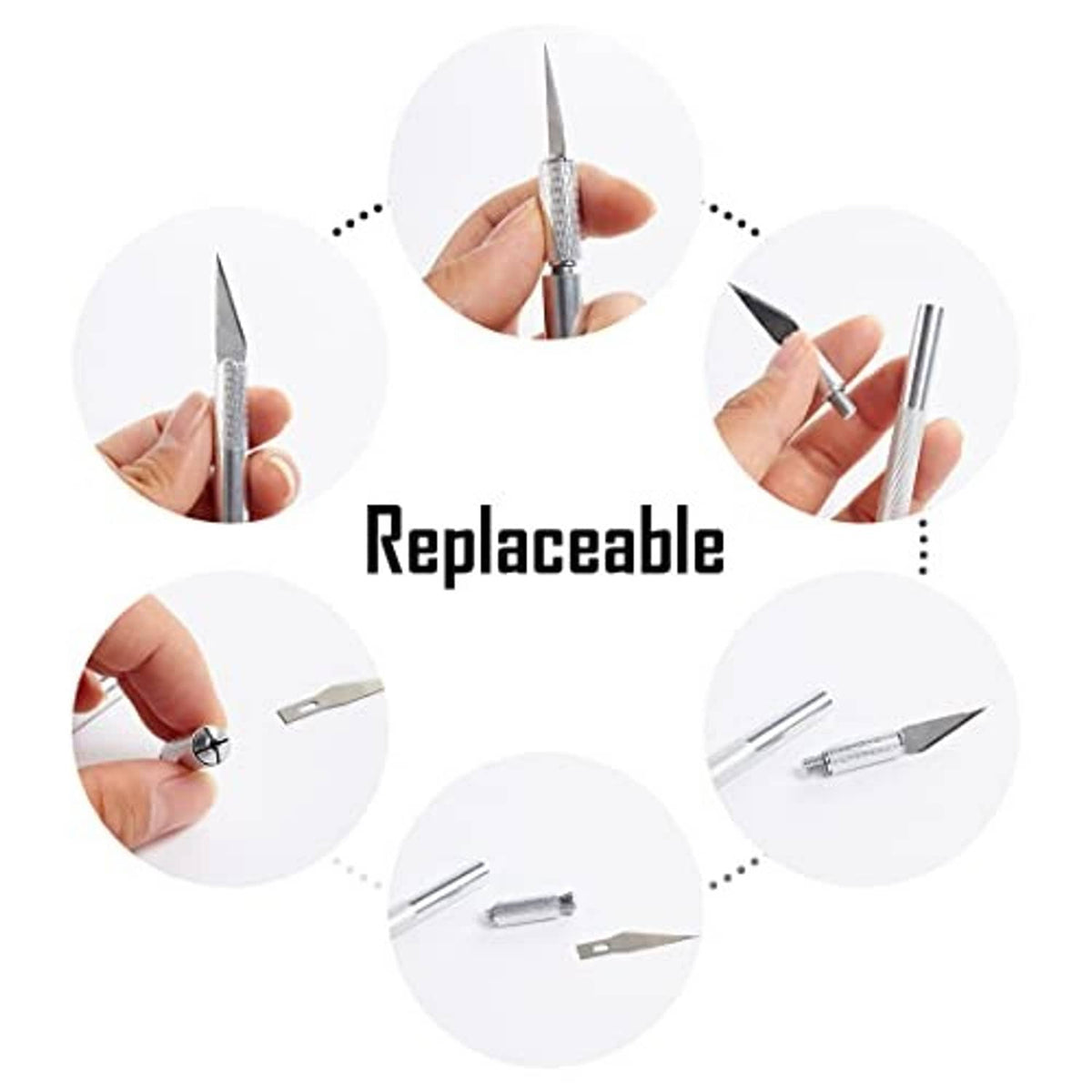 Window tint squeegee tool with replaceable metal blades, held in hand