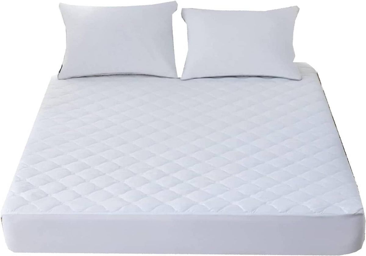 Waterproof mattress protector pad, white quilted fitted pad on sleeper sofa bed