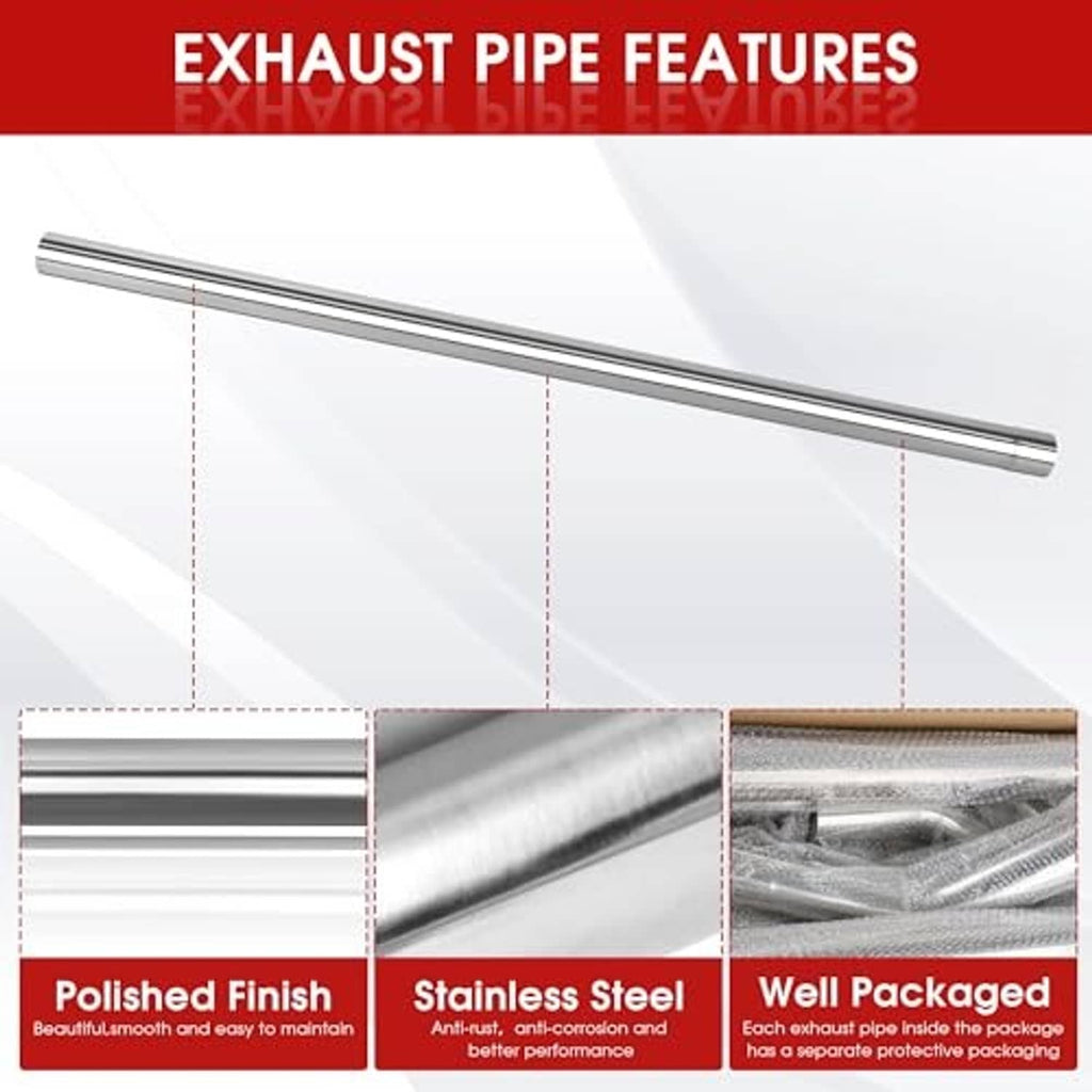 Stainless steel exhaust pipe with polished finish and smooth tube surface