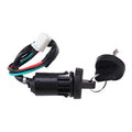 Ignition key switch with 4-wire harness, black housing and two wire connectors