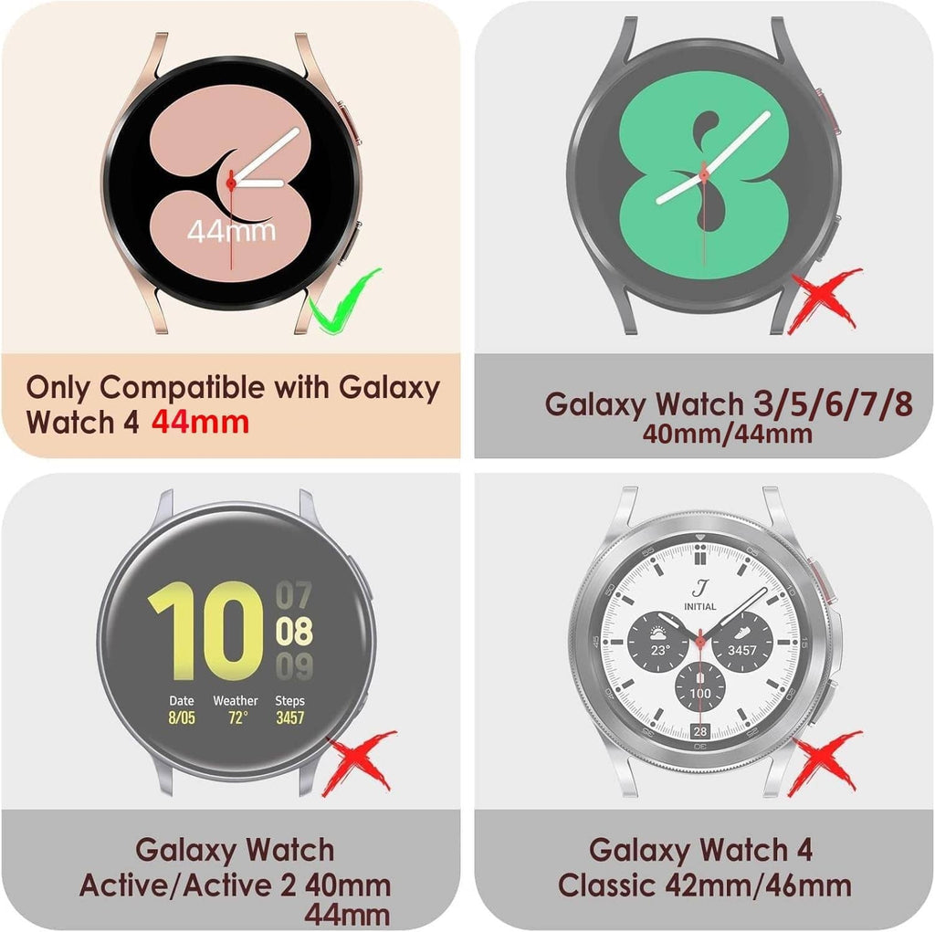 Compatibility screen for Galaxy Watch 4 44mm with screen protector case and rhinestones