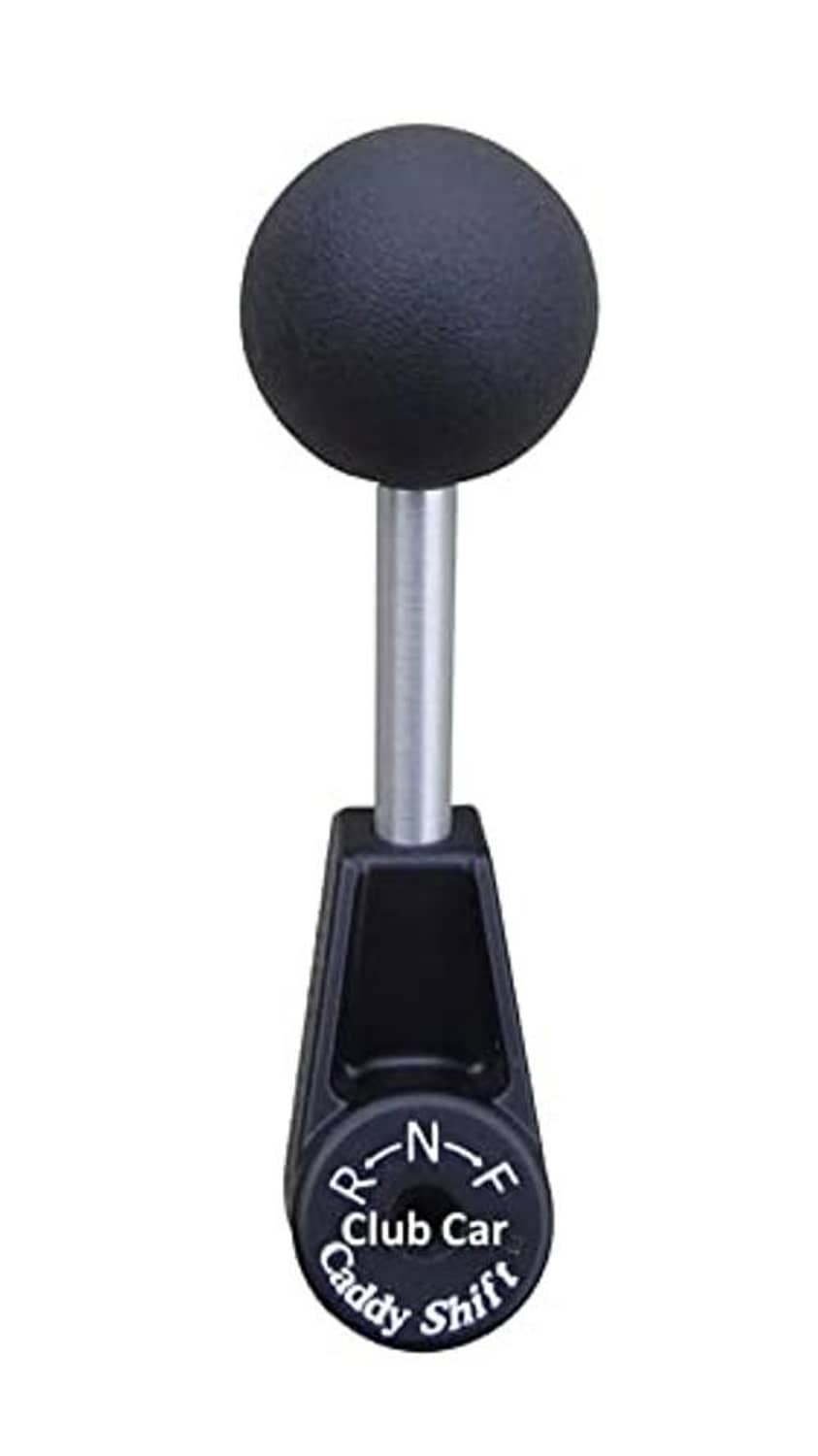 Forward-reverse shifter handle with round textured knob and Club Car Caddy Shift badge