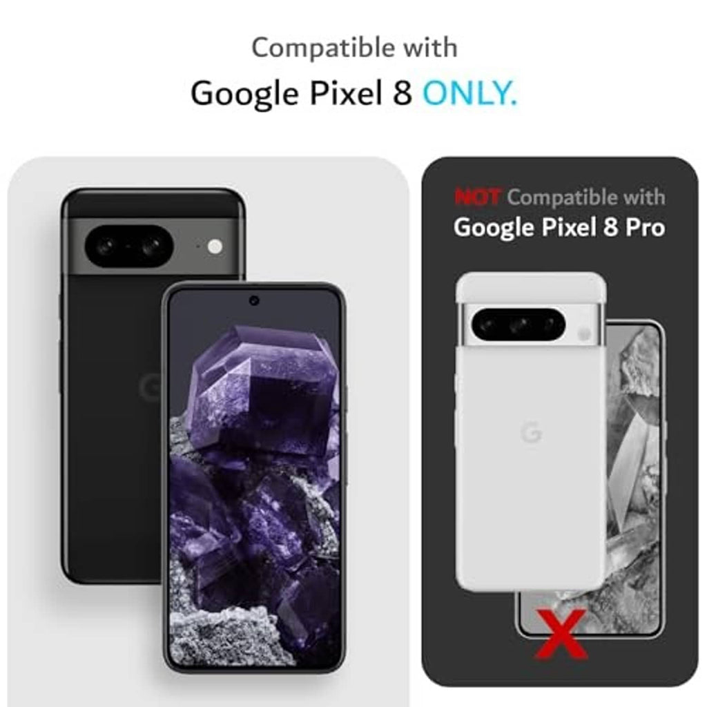 Rugged case shown as compatible with Google Pixel 8 only; not for Pixel 8 Pro