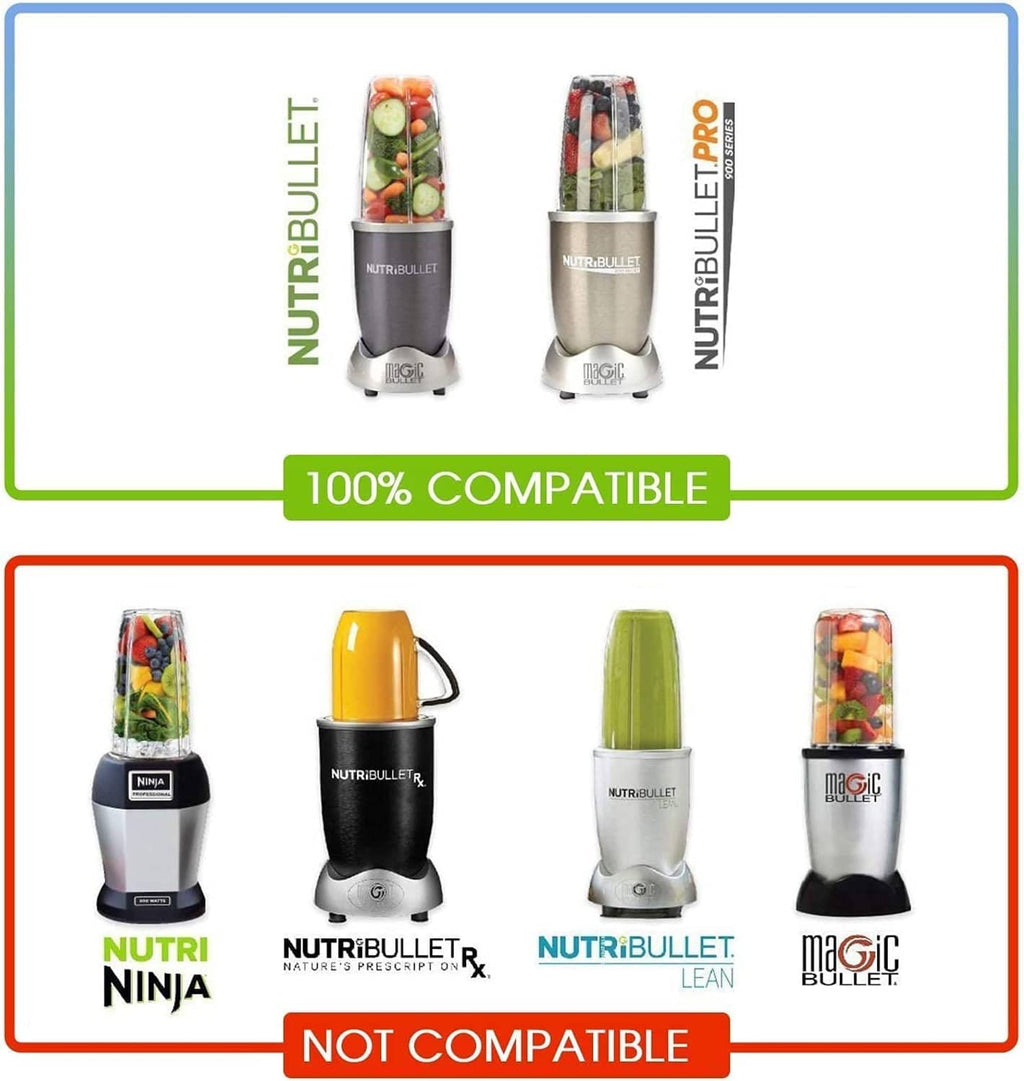NUTRIBULLET cup compatibility chart showing compatible and not-compatible units