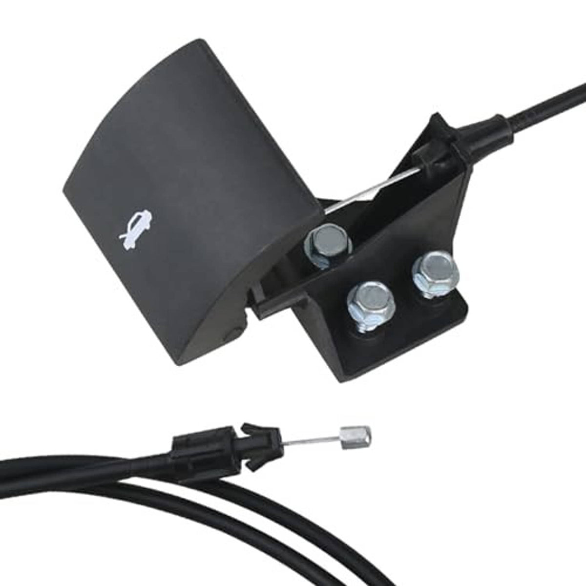 Hood latch release handle cable with mounting bracket and bolts