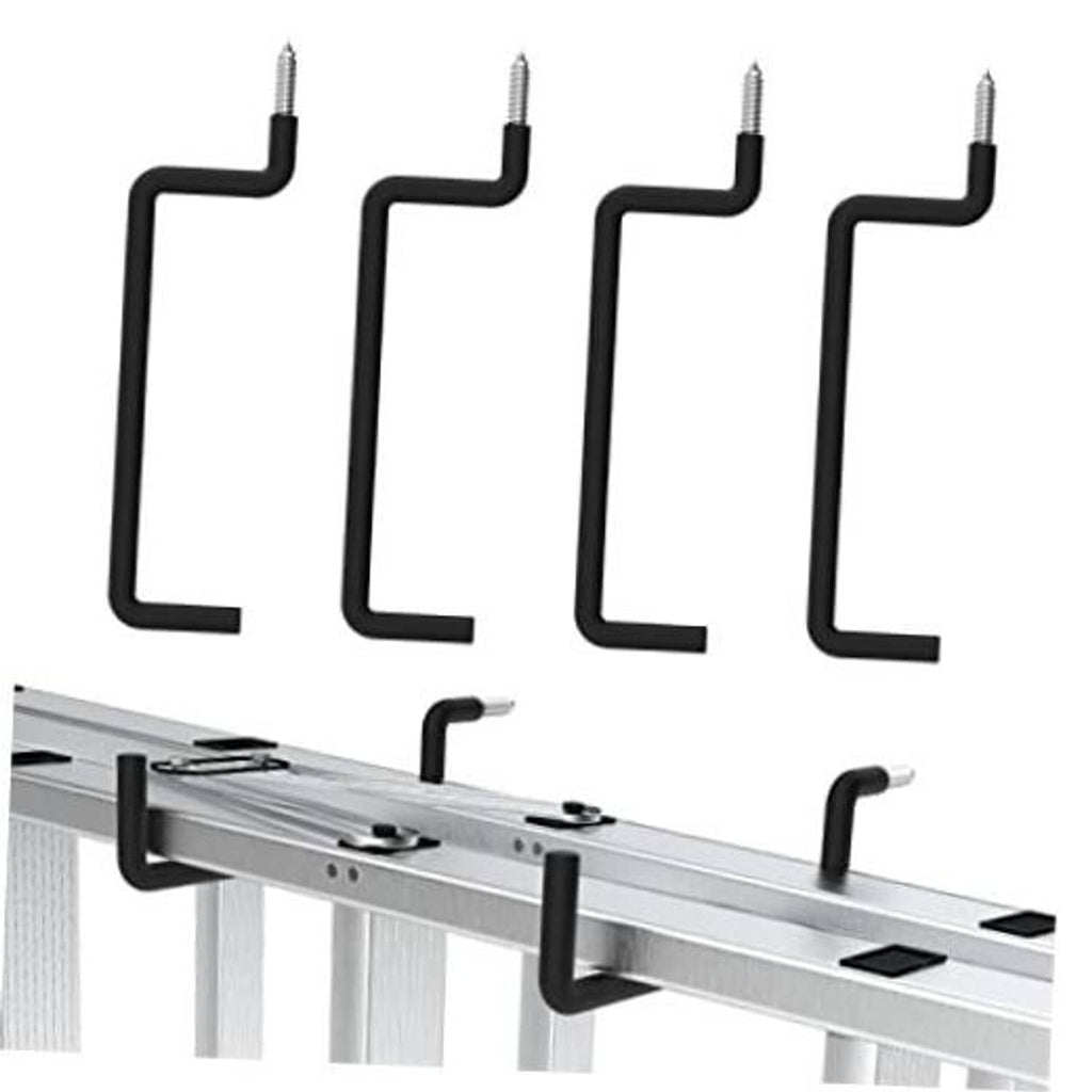 Black U-shaped screw-in ladder hooks with threaded ends, set of four